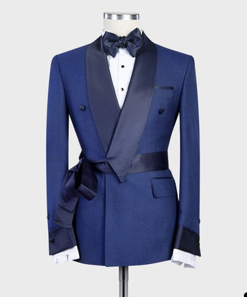Aidase Classic Men's Suit Shawl Lapel Double Breasted Tuxedos With Belt For Wedding Slim Fit Groom Wear Business 2 Pcs Coat Pants aidase-shop